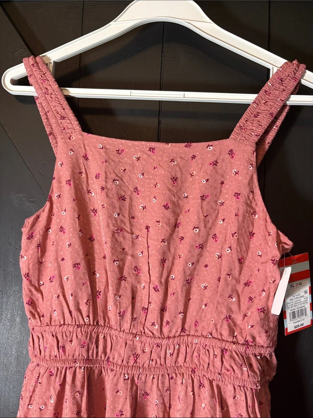 Cat & Jack Coral Pink Tiered Sundress with Tiny Floral Print